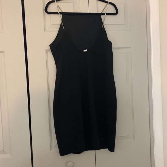 H&M Conscious Choice Little Black Dress with Rhinestone Straps size L - Picture 4 of 10
